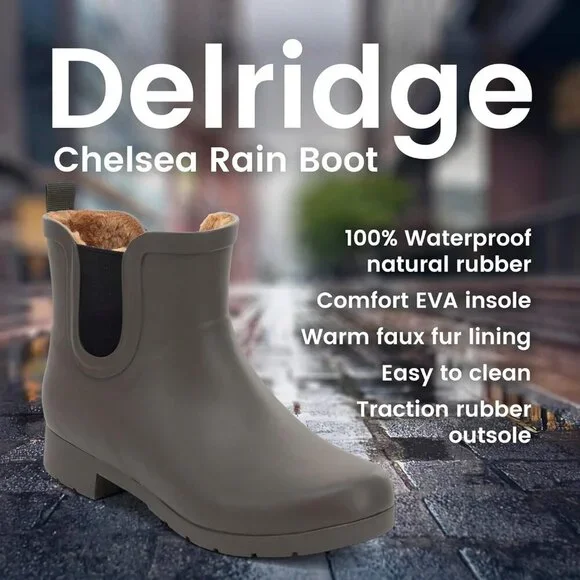 Women’s Olive Waterproof Chelsea Booties Plush Lined Slip-On Ankle Boots - Picture 7 of 13